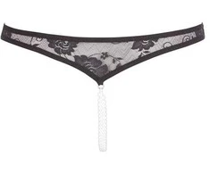 Cottelli Lace String Pearls juodas S