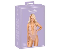 Rožinė Kissable Bodysuit Rožinė L/XL - Delicate Lace &amp; Powernet, Adjustable Straps
