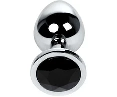 Sidabrinis anal plug TOYFA Metal with juodas round-shaped gem
