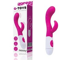 Toyfa Rožinis A-TOYS, Vibratorius Nessy su klitorio stimuliatoriumi, Silikoninis, Rožinė, 20 cm, 10 greičių, 2xAAA