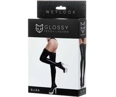 Toyfa Glossy Shiny Wetlook kojinės su nėriniais ELIZA