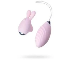 Toyfa JOS VITA pirštu vibruojantis kiaušinis ir vibruojantis priedas, silikonas, pudra rožinė, 8,5 ir 8 cm