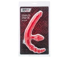 Toyfa Juoda ir raudona, dirželis be diržo su vibro kulka, atsparus drėgmei, silikonas, raudonas 35 cm