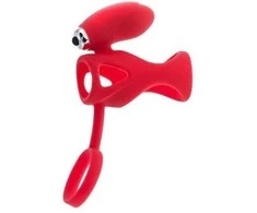 Toyfa Juodas &amp; Raudona, Varpos žiedas su vibracija, klitorio stimuliacija, silikonas, raudonas 14,5 cm