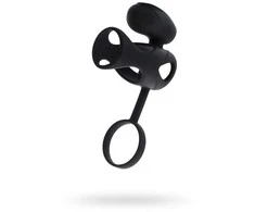 Toyfa Juodas &amp; Raudona, Penis ring with vibration, clitoral stimulation, silicone, juodas 14.5 cm