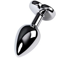 Toyfa Sidabrinis anal plug with violetinė gem heart-shaped