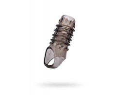ToyFa XLover, Penis sleeve, for enlargement, TPE, transparent juodas, 10,5 cm