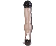xToyFa XLover, varpos rankovė, padidinimui su vibracija, TPE, skaidrus juodas, 19,4 cm