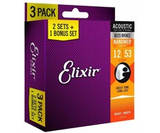 Elixir Eliksyras 16539 Nanoweb 80/20 Bronze 12-53 (3 komplektai)