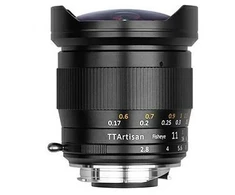 Kameros Objektyvas - TTArtisan 11mm F2.8 Fisheye Objektyvas, 180° Matymo Kampas, Metalinė Korpusas, Juoda