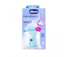 Chicco Bib Nat-Feel 2m Boy silikoninis maitinimo buteliukas vidutinio tėkmės 250ml