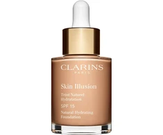 „Clarins“ spalvą koreguojantis skystas makiažo pagrindas „Skin Illusion“, 108, smėlio spalvos, SPF 15, 15 ml *Mėginamoji pakuotė