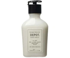 „Depot 400 Shave Specifications No. 402“ raminamasis skystis prieš ir po skutimosi su eteriniais aliejais, 50 ml
