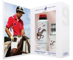 Dovanų rinkinys „Beverly Hills Polo Club“: 1982 m. – „Sport 8“ tualetinis vanduo vyrams, 50 ml + 1982 m. – „Sport 9“ antiperspirantas-dezodorantas, purškiklis moterims, 150 ml