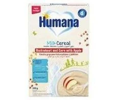 Grikių ir kukurūzų pieno košė su obuoliais Humana, 200 g NAUJIENA