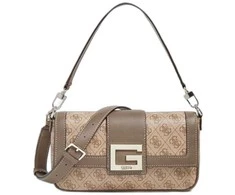 Guess, Brightside, Polyurethane, Textile Bag, 4G Logo, Latte, For Women