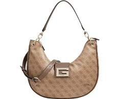 Guess, Brightside, Polyurethane, Textile Bag, Hobo Latte, For Women