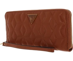 Guess, Elenia, Textile Wallet, SLG Large Zip, Cognac, For Women
