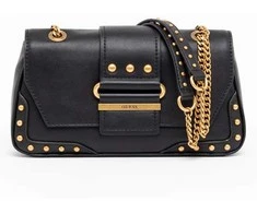 Guess, Greta, Polyurethane, Textile Crossbody Bag, Juodas, hwvb81 29210, 16 x 29 x 5.3 cm, For Women
