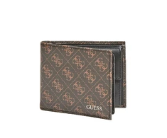 „Guess“ „Vezzola“ tekstilinė piniginė su atvartu, rudas logotipas, vyrams