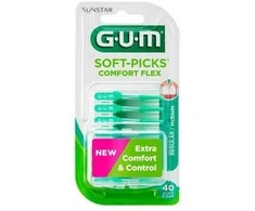 Gum Soft Picks Comfort Flex Reg Mint tarpdančių valymo priemonė 40vnt
