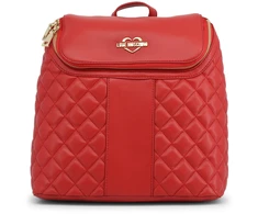 Moschino, Love, dirbtinės odos, tekstilinė kuprinė, Raudona, 2 kišenės, moterims