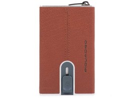Piquadro, Juodas Square, Leather Card Holder, Square Sliding System, Brown, Unisex