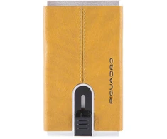 Piquadro, Mėlyna Square, Leather Card Holder, For Back And Credit Cards, Geltona, Unisex