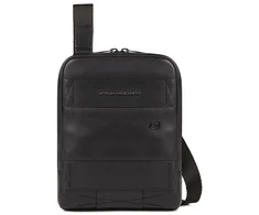 Piquadro, Obidos, Leather Crossbody Bag, Juodas, 17 x 22 x 5.00 cm, For Men