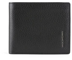 Piquadro, Piquadro, Leather Wallet, With Zipped Coin Pocket, Juodas, For Men