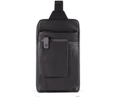 Piquadro, Tallin, Leather Bag, Mono Sling, Juodas, For Men, 20 x 33 x 5 cm