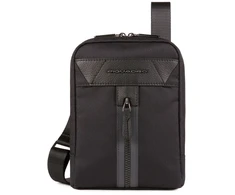 Piquadro, Trakai, Shoulder Bag, Textile Crossbody Bag, Juodas, 23 x 17 x 5 cm, For Women