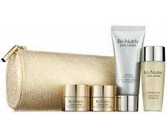 „Re-Nutriv Deluxe“ rinkinys „Estee Lauder“: „Re-Nutriv Hydrating Cleansing Kreminis“, 30 ml + „Re-Nutriv - Ultimate Lift Regenerating Youth“ stiprina / pakelia ir spindi odą ryte ir naktį kreminis veidui, 7 ml + „Re-Nutriv - Ultimate Lift Regenerating Youth“ šviesina ir pakelia odą