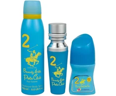 Rinkinys „Beverly Hills Polo Club“: „No. 2 Eau De Parfum“ moterims, 50 ml + „No. 2“ rutulinis antiperspirantas dezodorantas moterims, 50 ml + „1982 - Sport 2 Freshness Body Purškiklis“, 150 ml