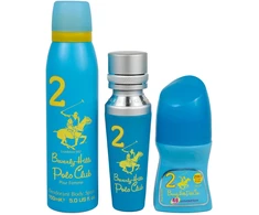 Set Beverly Hills Polo Club: No. 2 Eau De Parfum For Women, 50 ml + No. 2 Anti-Perspirant Dezodorantas Roll-On For Women, 50 ml + 1982 - Sport 2 Freshness Body Purškiklis, 150 ml
