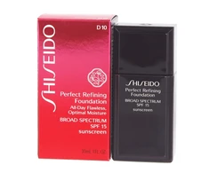 „Shiseido Perfect Refining“ drėkinamasis skystas makiažo pagrindas D10 Golden Brown SPF 15, 30 ml