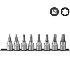 Force Šešiakampis-galvutė Star 3/8" rinkinys 8 dalių