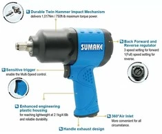 Pneumatinis smūginis veržliasukis 1/2" 1152Nm SUMAKE