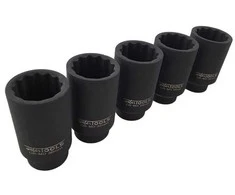 Weber Tools Galvučių specialių ilgų smūginių plonasienių 12-kampių 1/2" rinkinys 5 dalių