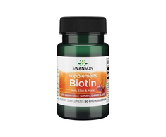 Swanson Biotinas 5,000 mcg 60 kramtomųjų tab. Vyšnių skonio