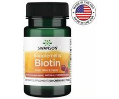 Swanson Biotinas 5,000 mcg 60 kramtomųjų tab. Vyšnių skonio