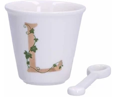 LA PORCELLANA BIANCA UNICO puodelis su šaukštu 75 ml, modelis L