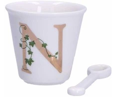 LA PORCELLANA BIANCA UNICO puodelis su šaukštu 75 ml, modelis N