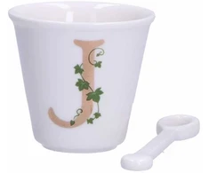 LA PORCELLANA BIANCA UNICO puodelis su šaukštu 75 ml, Pattern J