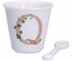 LA PORCELLANA BIANCA UNICO Puodelis su šaukštu 75 ml, Q raštas