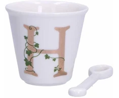 LA PORCELLANA BIANCA UNICO puodelis su šaukštu 75 ml, Design H
