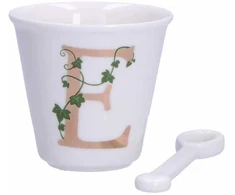LA PORCELLANA BIANCA UNICO puodelis su šaukštu 75 ml, dizainas E