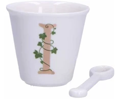 LA PORCELLANA BIANCA UNICO puodelis su šaukštu 75 ml, I dizainas