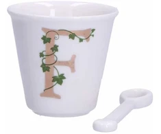 LA PORCELLANA BIANCA UNICO puodelis su šaukštu 75 ml, dizainas F