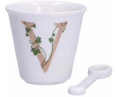 LA PORCELLANA BIANCA UNICO Puodelis su šaukštu 75 ml, V raštas